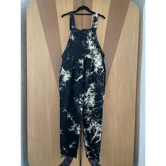 Overalls w/ Inkblot Pattern French Terrycloth Fabric | Sweet Lemon - Picture 4 of 5